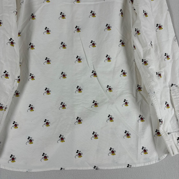 Disney Mickey Mouse White Button-Down Shirt Size L One Pocket - Picture 10 of 15
